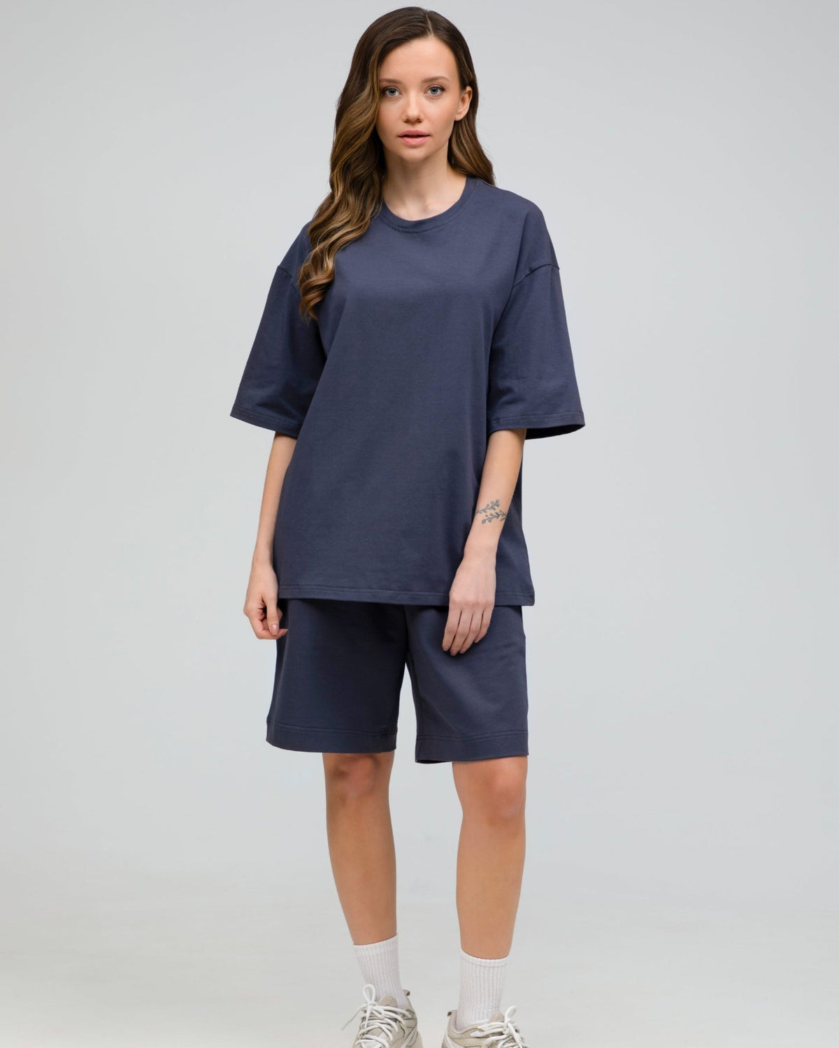 Костюм футболка оверсайз та шорти RAY BASIC темно-сірий жіночий (U1801W-Dark Grey) — фото 1