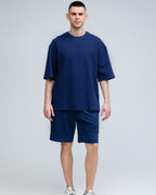 Костюм футболка оверсайз та шорти RAY BASIC темно-синій чоловічий (U1801M-Navy Blue) — фото 1