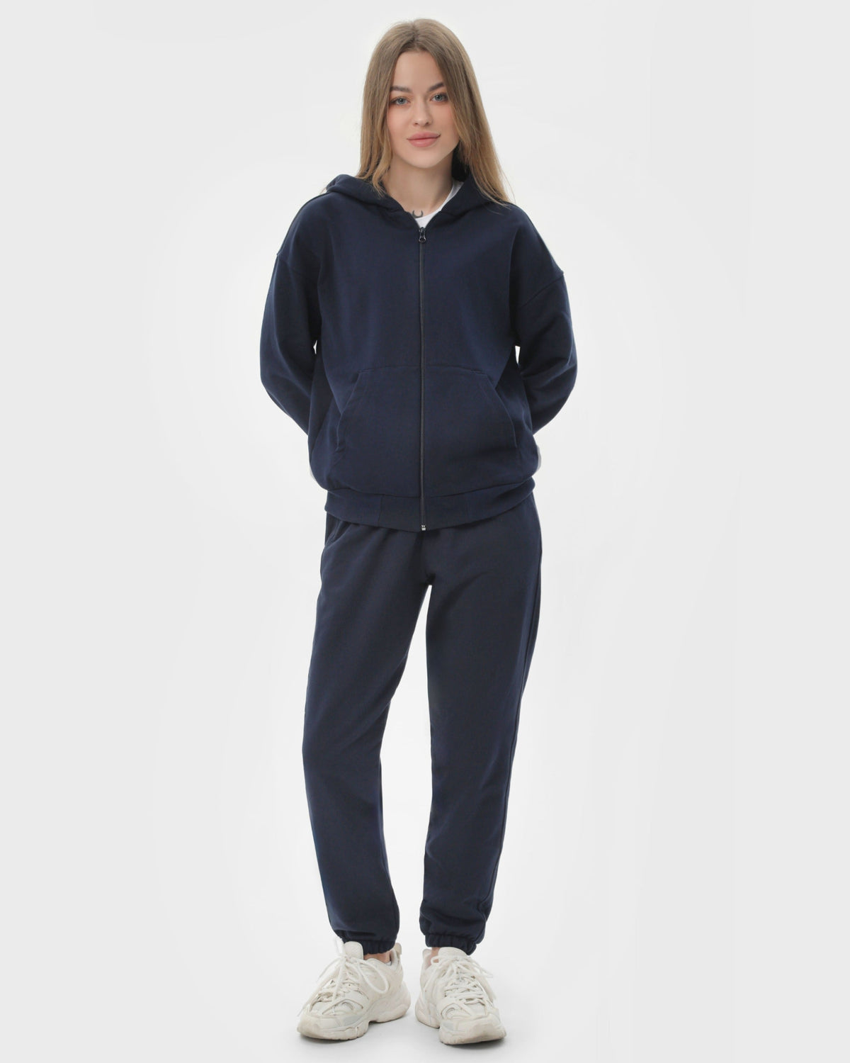 Костюм жіночий худі на блискавці та штани RAY PREMIUM LOOSE темно-синій (U0809W-Navy Blue) — фото 1
