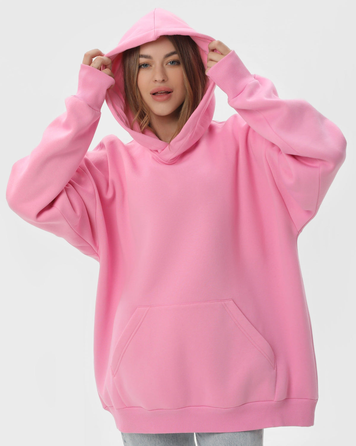 Худі оверсайз жіноче утеплене RAY OVERSIZE рожеве (U0404W-Pink) — фото 3