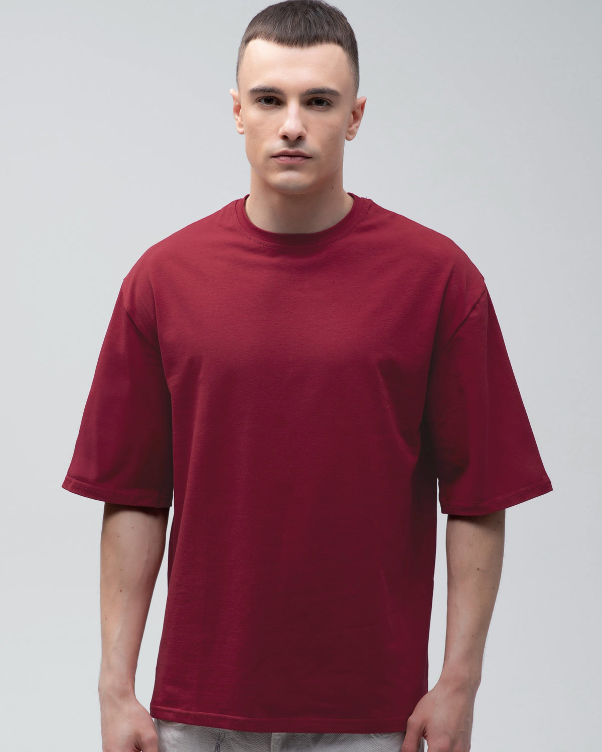 Футболка оверсайз RAY OVERSIZE чоловіча бордова (U0104M-Burgundy) — фото 1