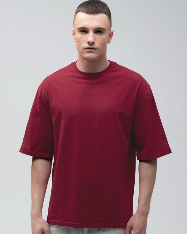 Футболка оверсайз RAY OVERSIZE чоловіча бордова (U0104M-Burgundy) — фото 1