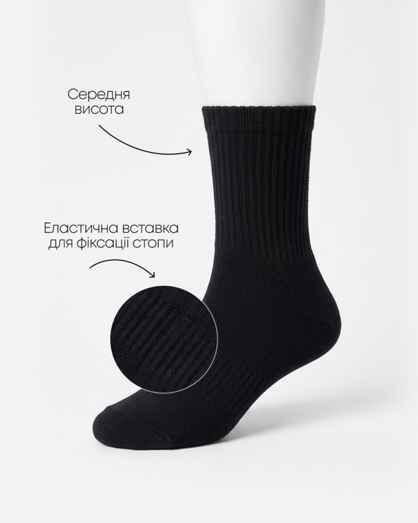 Шкарпетки жіночі базові RAY BASIC UNISEX Чорний (U3101W-Black) — фото 2