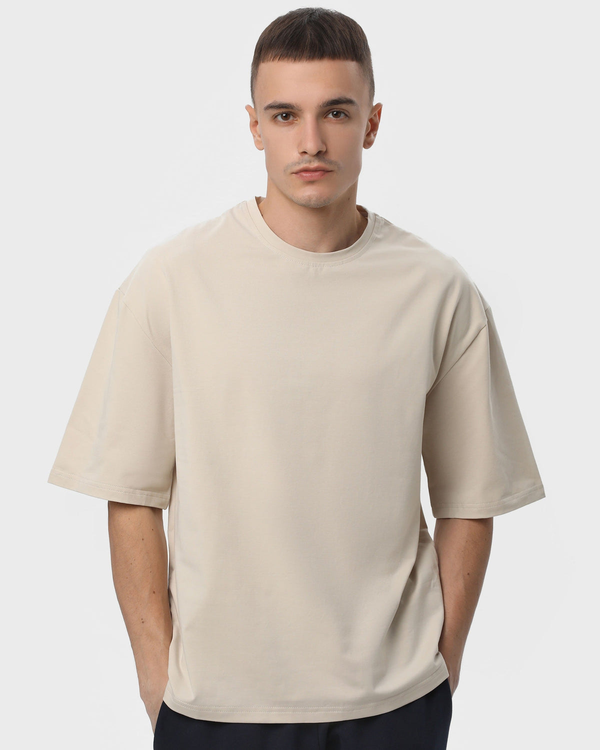 Футболка оверсайз RAY OVERSIZE чоловіча бежева (U0104M-Cream) — фото 1