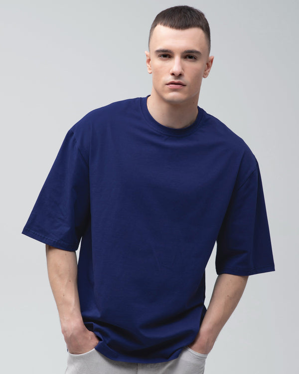 Футболка оверсайз RAY OVERSIZE чоловіча темно-синя (U0104M-Navy Blue) — фото 1