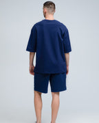 Костюм футболка оверсайз та шорти RAY BASIC темно-синій чоловічий (U1801M-Navy Blue) — фото 3