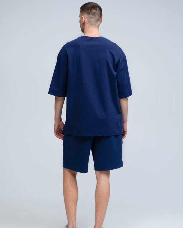 Костюм футболка оверсайз та шорти RAY BASIC темно-синій чоловічий (U1801M-Navy Blue) — фото 3