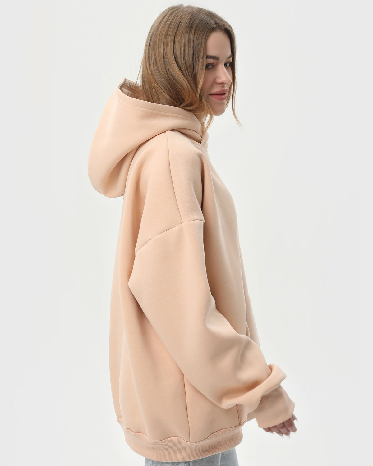 Худі оверсайз жіноче утеплене RAY OVERSIZE бежеве (U0404W-Cream) — фото 2