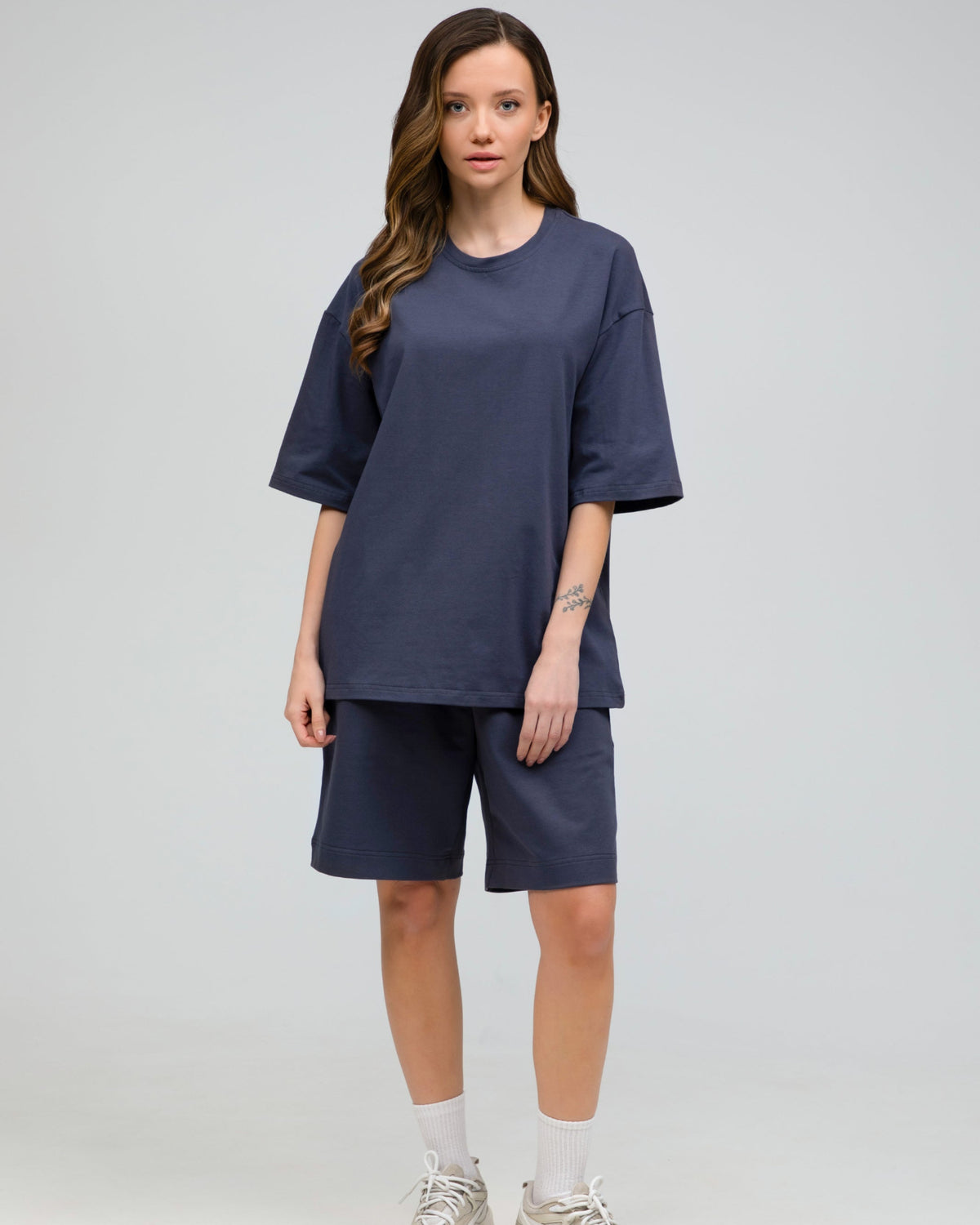 Костюм футболка оверсайз та шорти RAY BASIC темно-сірий жіночий (U1801W-Dark Grey) — фото 1
