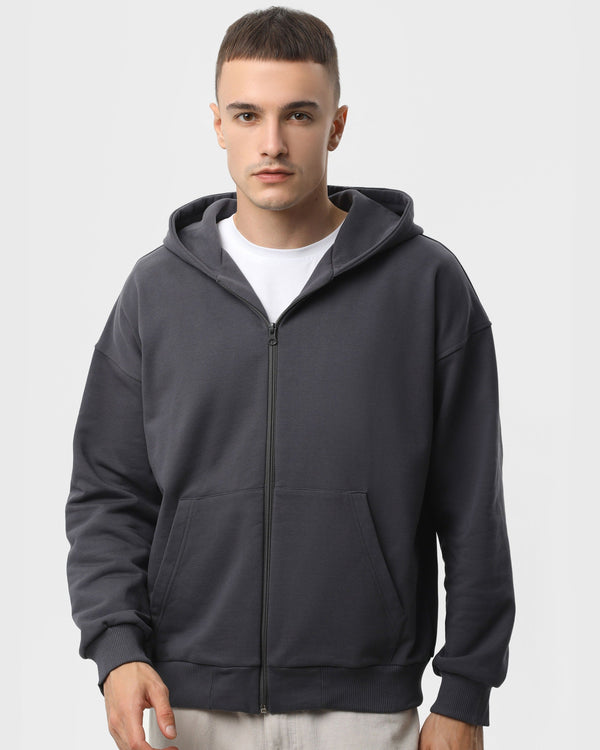 Худі на блискавці чоловіче базове RAY PREMIUM LOOSE темно-сіре (U0409M-Dark Grey) — фото 1