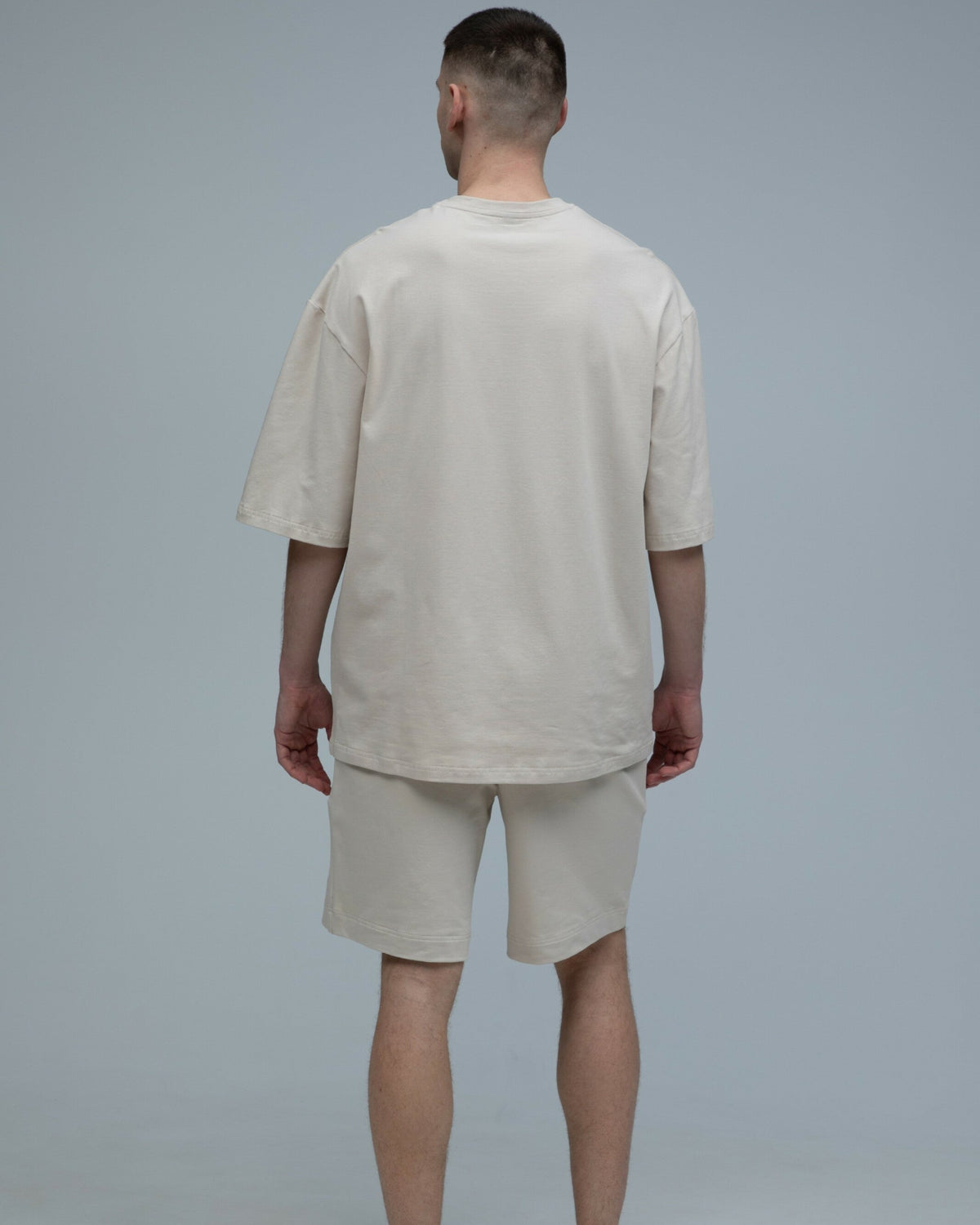 Костюм футболка оверсайз та шорти RAY BASIC бежевий чоловічий (U1801M-Cream) — фото 4