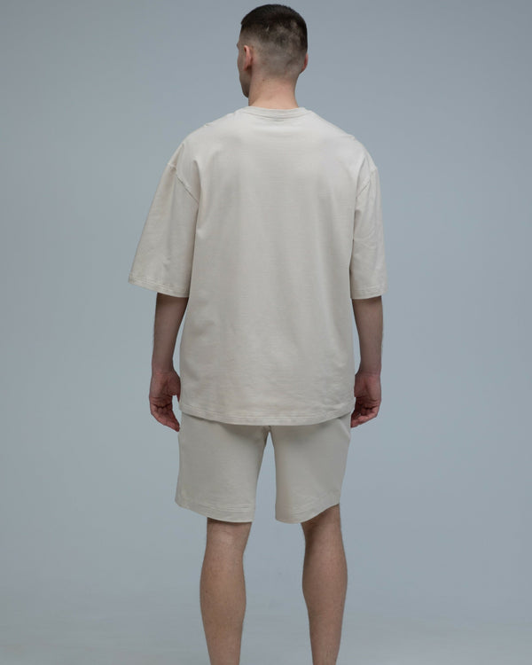 Костюм футболка оверсайз та шорти RAY BASIC бежевий чоловічий (U1801M-Cream) — фото 4