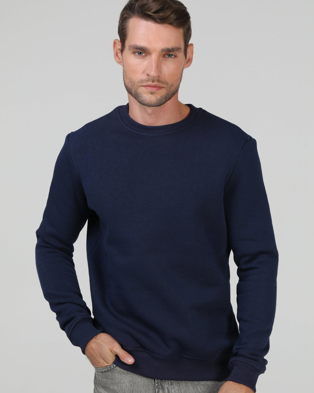 Світшот базовий Ray Basic утеплений чоловічий темно-синій (U0301M-Navy Blue) — фото 1