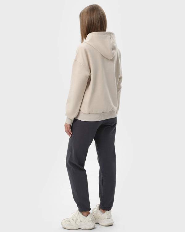 Костюм жіночий худі на блискавці та штани RAY PREMIUM LOOSE комбінований Бежевий/Темно-сірий (U0809W-Cream-Dark Grey) — фото 4