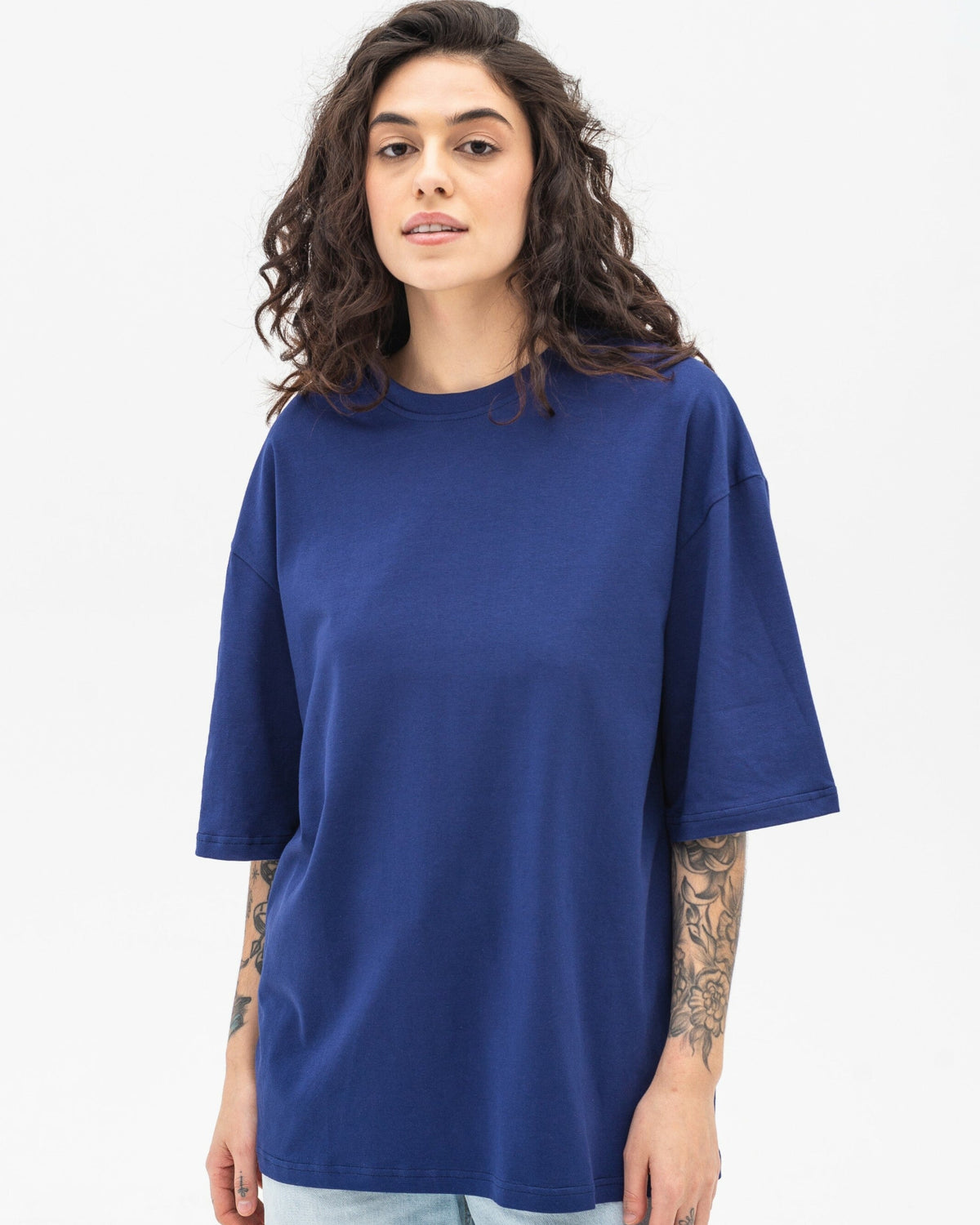 Футболка оверсайз RAY OVERSIZE жіноча темно-синя (U0104W-Navy Blue) — фото 1