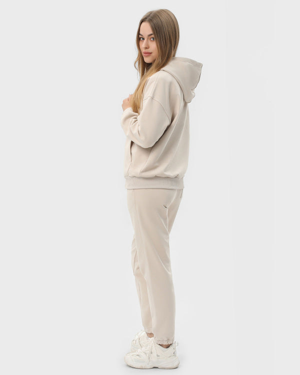 Костюм жіночий худі на блискавці та штани RAY PREMIUM LOOSE бежевий (U0809W-Cream) — фото 2