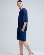 Костюм футболка оверсайз та шорти RAY BASIC темно-синій чоловічий (U1801M-Navy Blue) — фото 2