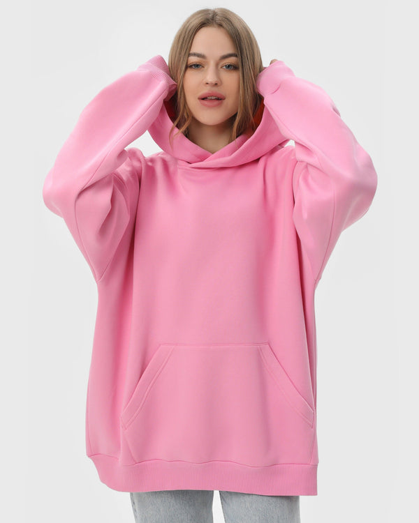 Худі оверсайз жіноче утеплене RAY OVERSIZE рожеве (U0404W-Pink) — фото 1