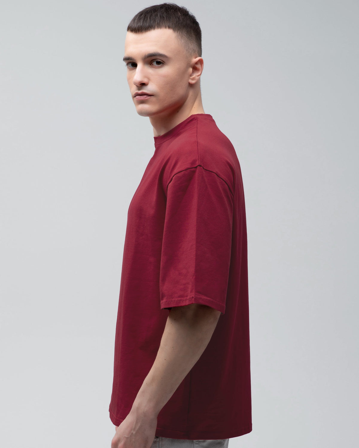 Футболка оверсайз RAY OVERSIZE чоловіча бордова (U0104M-Burgundy) — фото 2