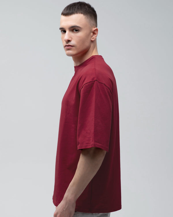 Футболка оверсайз RAY OVERSIZE чоловіча бордова (U0104M-Burgundy) — фото 2