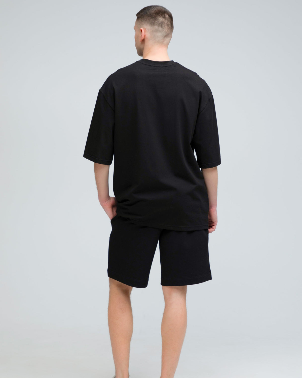 Костюм футболка оверсайз та шорти RAY BASIC чорний чоловічий (U1801M-Black) — фото 3