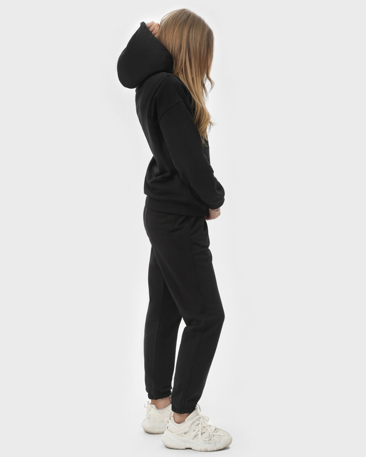 Костюм жіночий худі на блискавці та штани RAY PREMIUM LOOSE чорний (U0809W-Black) — фото 4