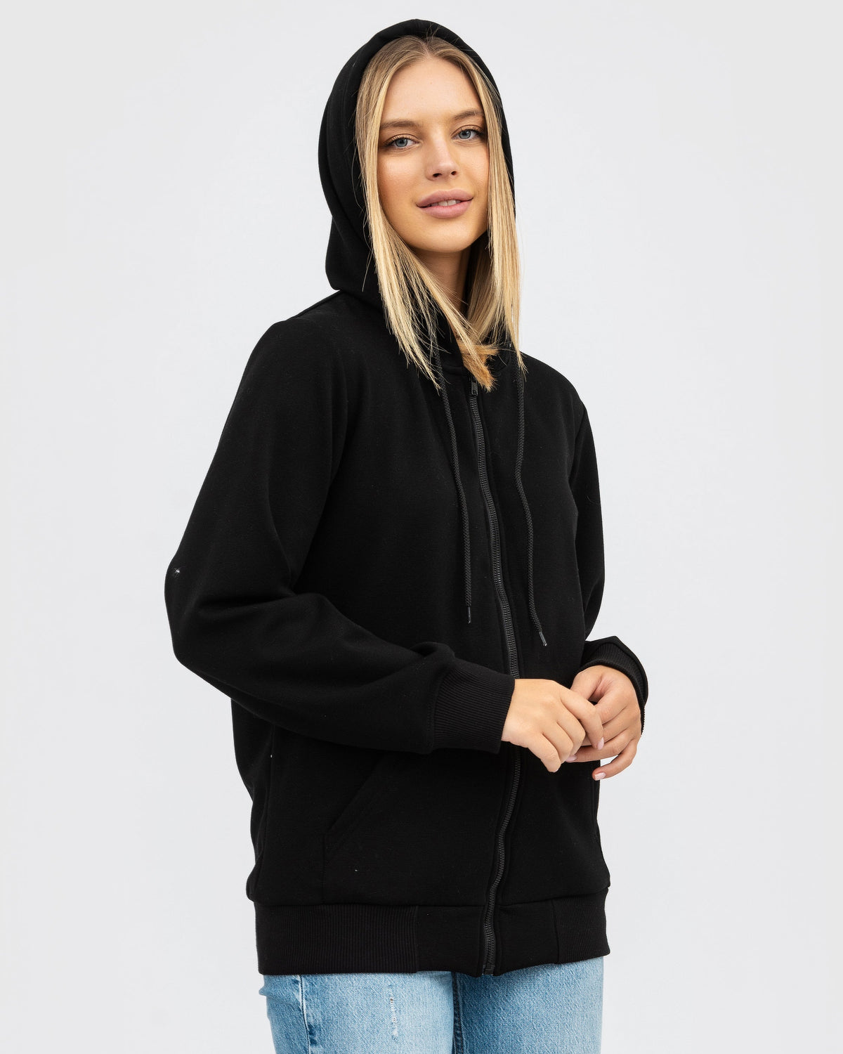 Худі на замку утеплене RAY BASIC жіноче чорне (U0405LW-Black) — фото 4