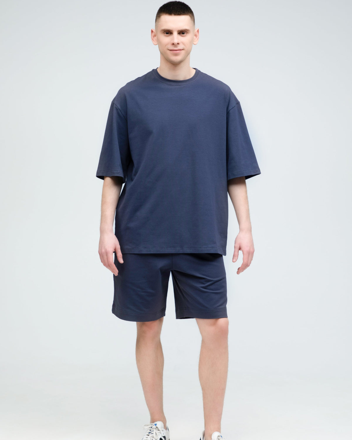 Костюм футболка оверсайз та шорти RAY BASIC темно-сірий чоловічий (U1801M-Dark Grey) — фото 1