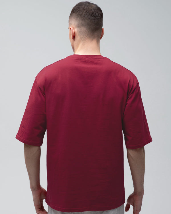 Футболка оверсайз RAY OVERSIZE чоловіча бордова (U0104M-Burgundy) — фото 4