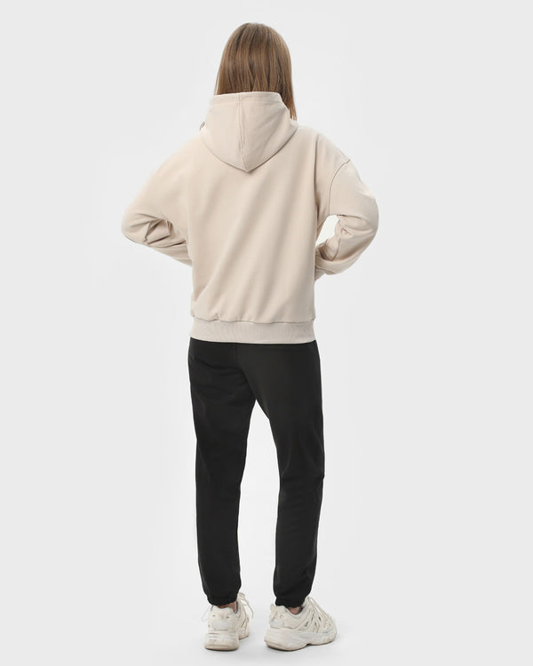 Костюм жіночий худі на блискавці та штани RAY PREMIUM LOOSE комбінований Бежевий/Чорний (U0809W-Cream-Black) — фото 3