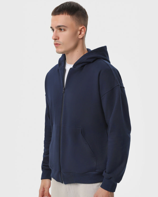Худі на блискавці чоловіче базове RAY PREMIUM LOOSE темно-синє (U0409M-Navy Blue) — фото 2
