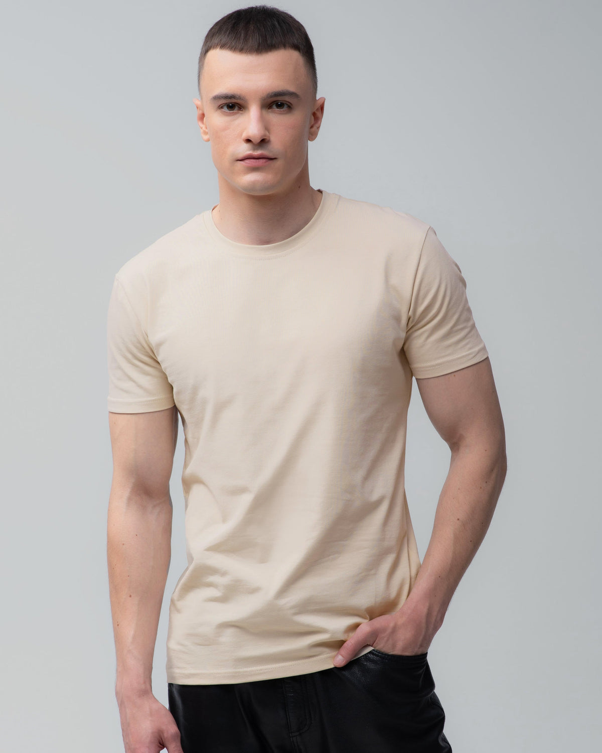 Футболка базова Ray Premium Fit чоловіча бежева (U0102-Cream) — фото 1