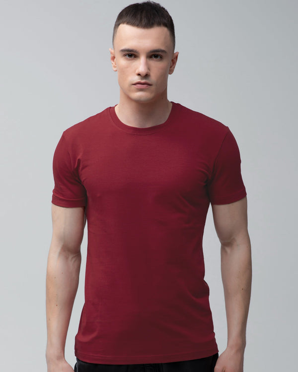 Футболка базова Ray Premium Fit чоловіча бордова (U0102-Burgundy) — фото 1