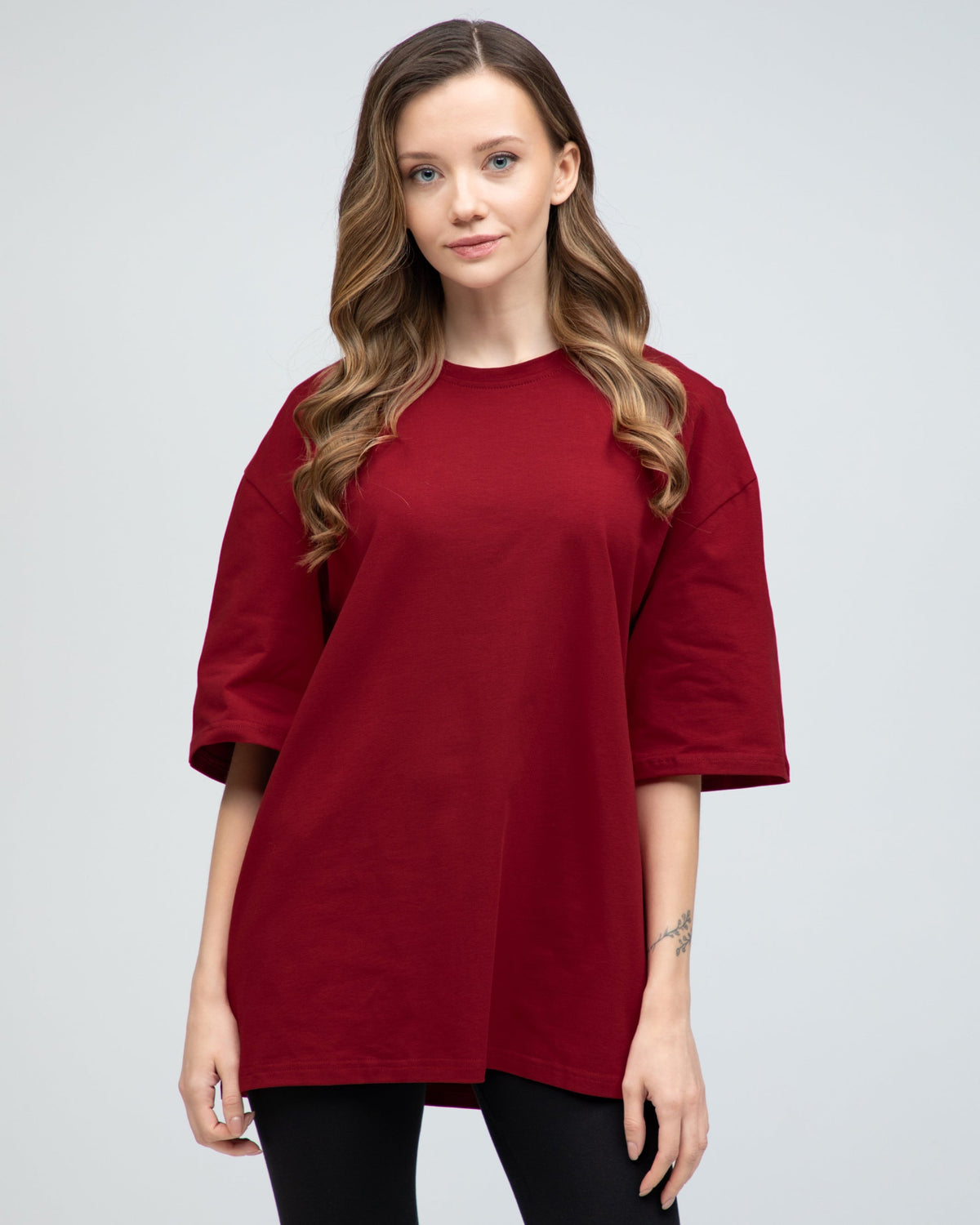 Футболка оверсайз RAY OVERSIZE бордова жіноча (U0104W-Burgundy) — фото 1