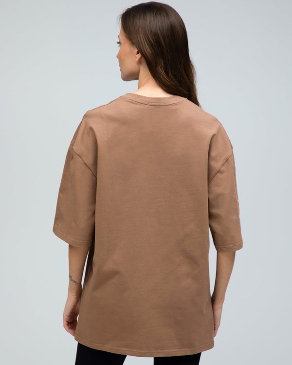 Футболка оверсайз RAY OVERSIZE жіноча коричнева (U0104W-Brown) — фото 3