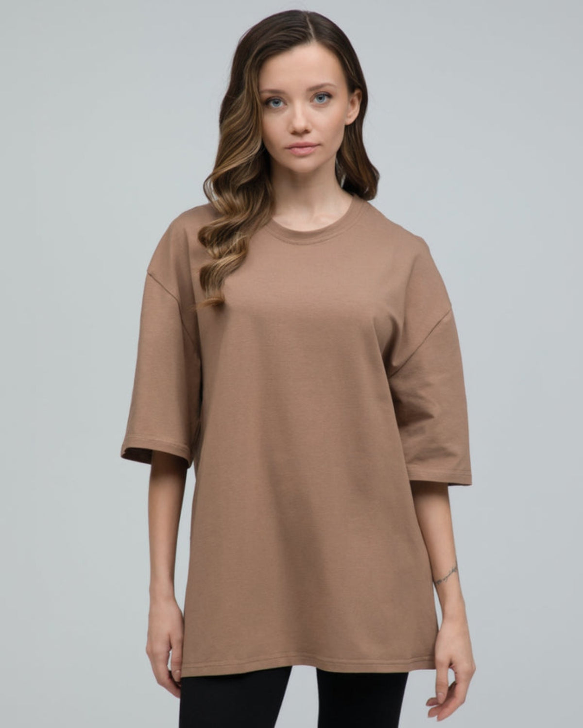 Футболка оверсайз RAY OVERSIZE жіноча коричнева (U0104W-Brown) — фото 1