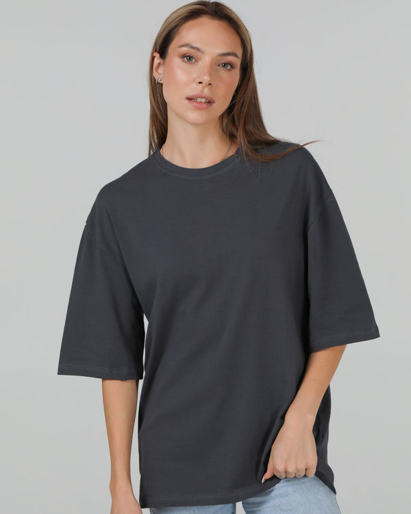 Футболка оверсайз RAY OVERSIZE жіноча темно-сіра (U0104W-Dark Grey) — фото 1