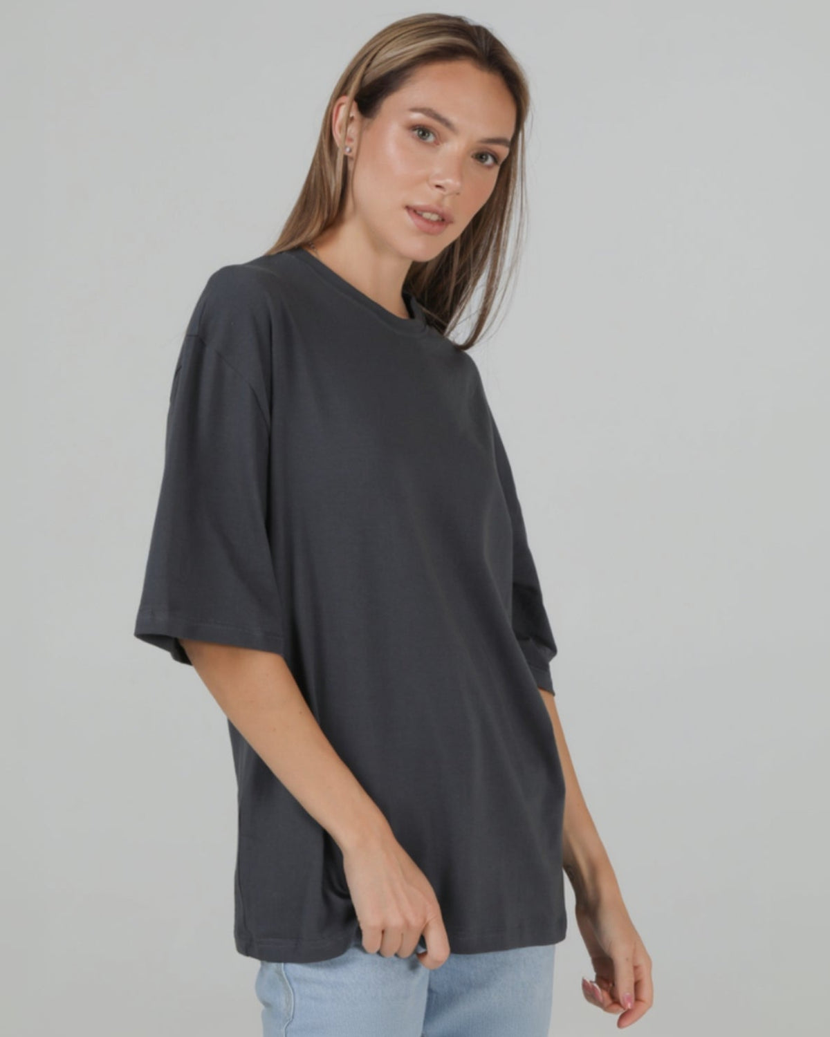 Футболка оверсайз RAY OVERSIZE жіноча темно-сіра (U0104W-Dark Grey) — фото 3