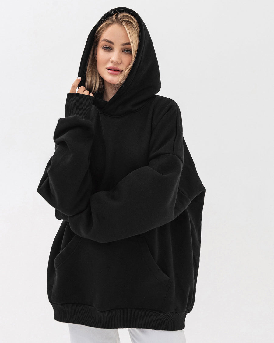 Худі оверсайз Ray Oversize утеплене жіноче чорне (U0404W-Black) — фото 1
