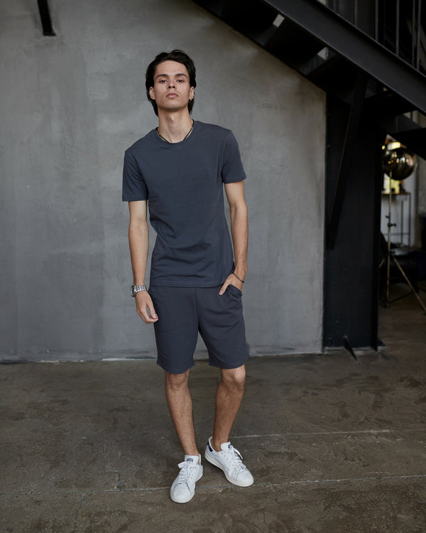 Костюм чоловічий футболка та шорти Ray Basic комбінований темно-сірий (U0107-Dark Grey) — фото 1