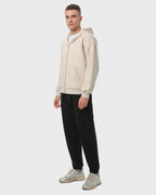 Костюм чоловічий худі на блискавці та штани Ray Premium Loose комбінований Бежевий/Чорний (U0809M-Cream-Black) — фото 2