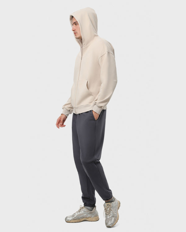 Костюм чоловічий худі на блискавці та штани Ray Premium Loose комбінований Бежевий/Темно-сірий (U0809M-Cream-Dark Grey) — фото 2