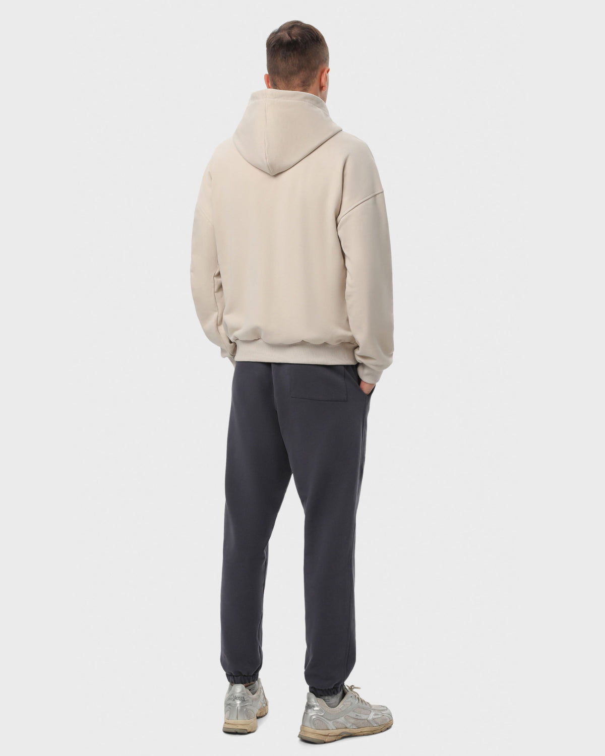 Костюм чоловічий худі на блискавці та штани Ray Premium Loose комбінований Бежевий/Темно-сірий (U0809M-Cream-Dark Grey) — фото 3