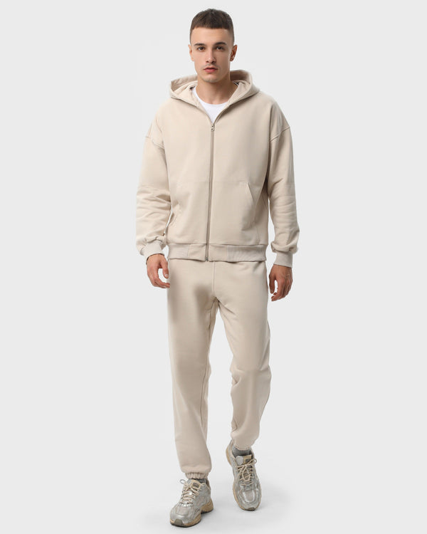 Костюм чоловічий худі на блискавці та штани Ray Premium Loose комбінований бежевий (U0809М-Cream) — фото 1