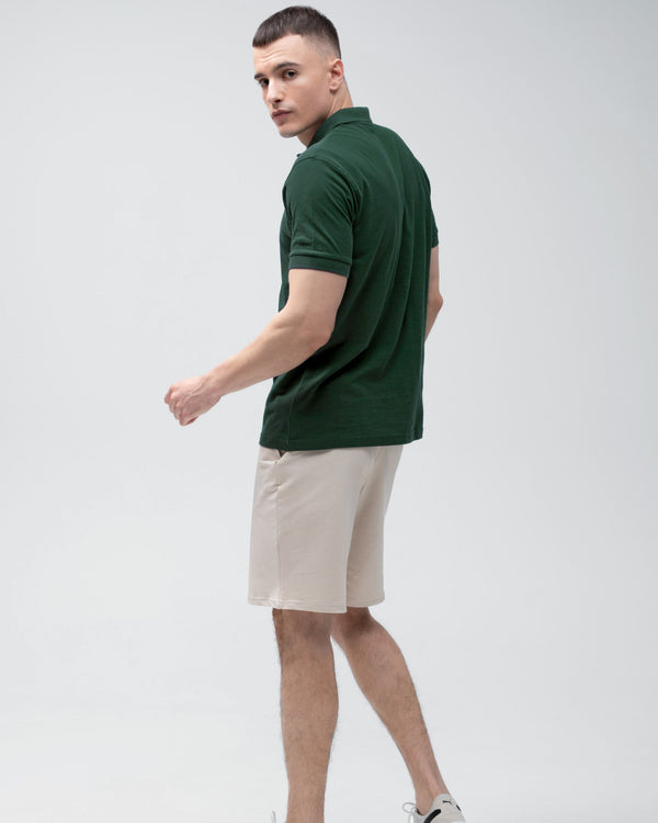 Костюм чоловічий поло та шорти Ray Basic комбінований Зелений/Беж (U9007-Green-Cream) — фото 3