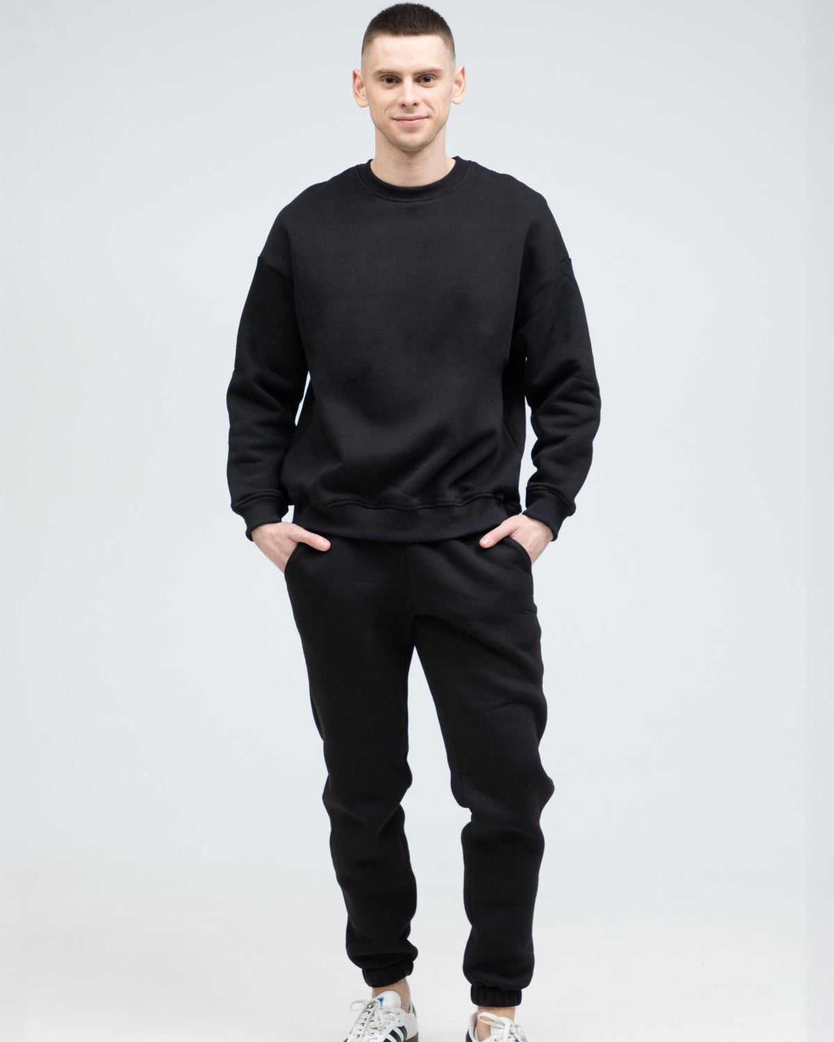 Костюм світшот оверсайз та штани RAY BASIC чоловічий утеплений чорний (U0804M-Black) — фото 1