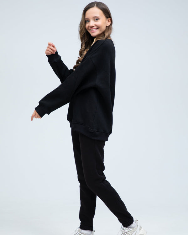 Костюм світшот оверсайз та штани RAY BASIC жіночий утеплений чорний (U0804W-Black) — фото 3