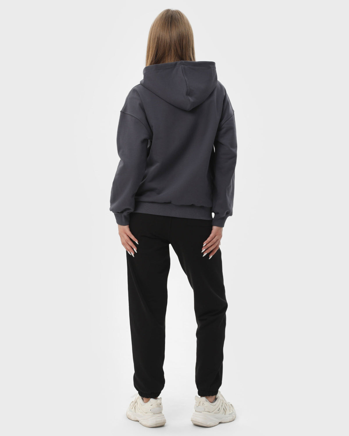 Костюм жіночий худі на блискавці та штани RAY PREMIUM LOOSE комбінований Темно-сірий/Чорний (U0809W-Dark Grey-Black) — фото 5
