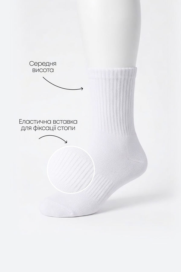 Шкарпетки чоловічі базові RAY BASIC UNISEX Білий ( U3101M-White) — фото 2