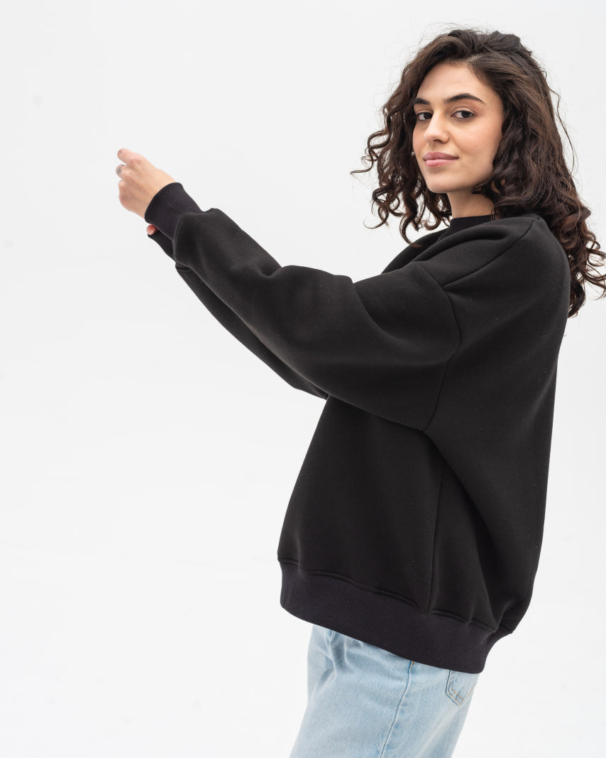 Світшот утеплений оверсайз RAY OVERSIZE жіночий чорний (U0304W-Black) — фото 4